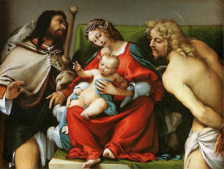 Lorenzo Lotto Madonna mit Hl. Rochus und Hl. Sebastian china oil painting image